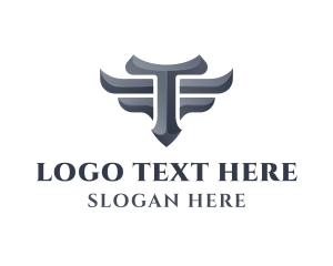 Flying School - Pilot Wing Letter T logo design