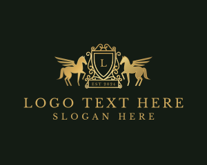 Horse - Pegasus Luxury Shield logo design
