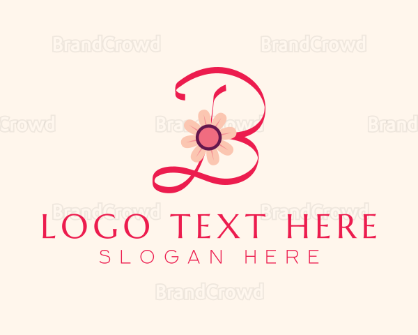 Pink Flower Letter B Logo