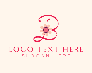 Blooming - Pink Flower Letter B logo design