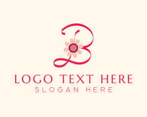Calligraphic - Pink Flower Letter B logo design