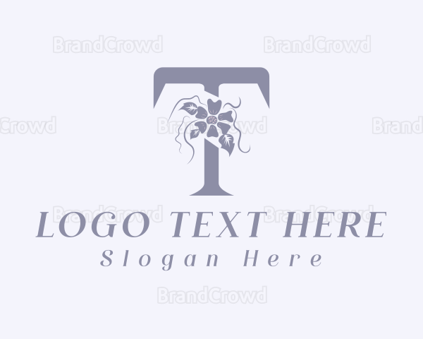 Feminine Floral Letter T Logo