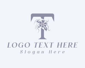 Cosmetics - Feminine Floral Letter T logo design