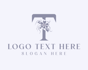Stylistic - Feminine Floral Letter T logo design