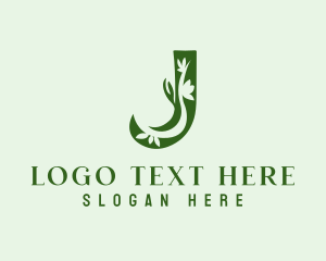 Floral - Organic Vegan Letter J logo design