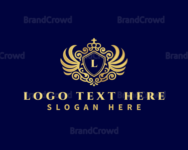 Decorative Wing Crown Shield Logo