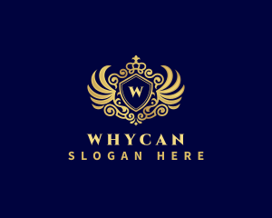 Classic - Decorative Wing Crown Shield logo design