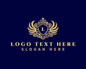 Victorian - Decorative Wing Crown Shield logo design