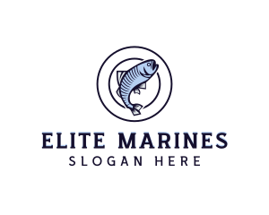 Marine Fish Fishery logo design