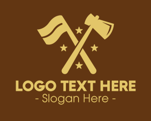 Clan - Flag Axe Lumberjack, logo design