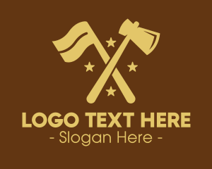 Cutting - Flag Axe Lumberjack, logo design