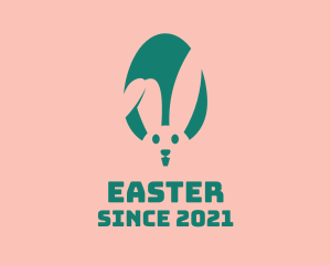 Teal Easter Bunny Egg logo design