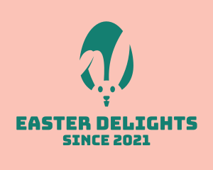 Teal Easter Bunny Egg logo design