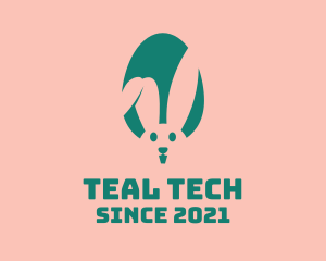 Teal Easter Bunny Egg logo design