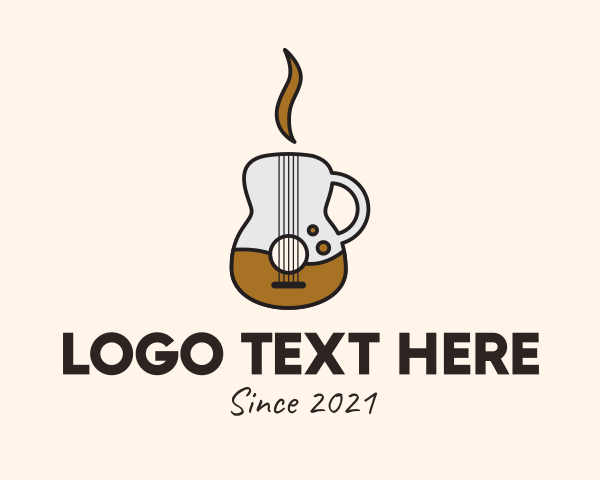 Music - Coffee Guitar Mug logo design