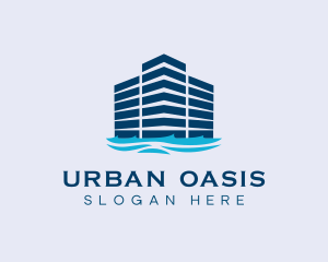 Downtown - Premium Skyscraper Harbor logo design