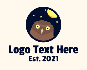 Starry - Midnight Owl Head logo design