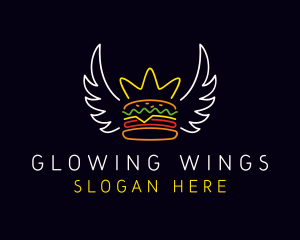 Neon Hamburger Wings  logo design