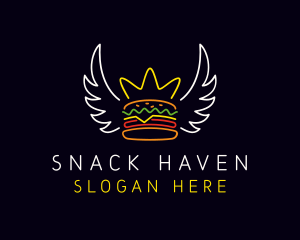 Neon Hamburger Wings  logo design