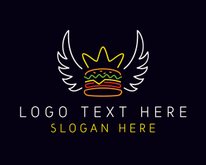 Neon Hamburger Wings  Logo