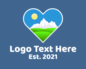 Mountain Climbing - Heart Environmental Landscape logo design