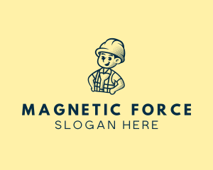 Retro Hard Hat Electrician logo design