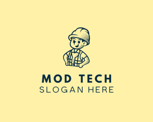 Retro Hard Hat Electrician logo design