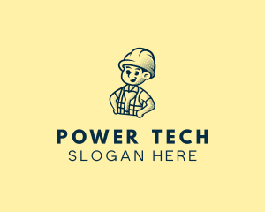 Human - Retro Hard Hat Electrician logo design