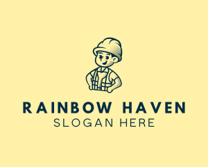 Retro Hard Hat Electrician logo design