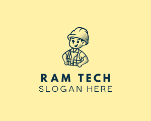 Retro Hard Hat Electrician logo design