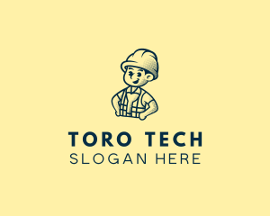 Retro Hard Hat Electrician logo design