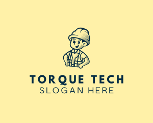 Retro Hard Hat Electrician logo design