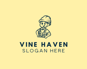 Retro Hard Hat Electrician logo design