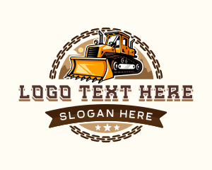 Bulldozer Machinery Construction Logo