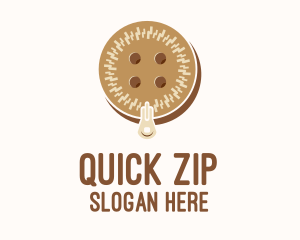 Zip - Brown Zipped Button logo design