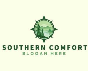 South - Compass Lake Tree Scenery logo design