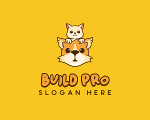 Pooch - Cute Corgi Kitten logo design