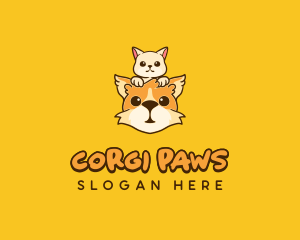 Cute Corgi Kitten logo design