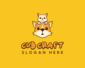 Cute Corgi Kitten logo design