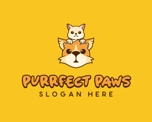 Cute Corgi Kitten logo design
