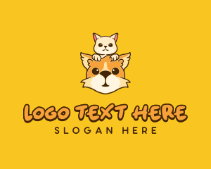 Pet Sitter - Cute Corgi Kitten logo design