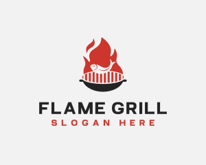 Grilling - Fish Grill BBQ Flame logo design