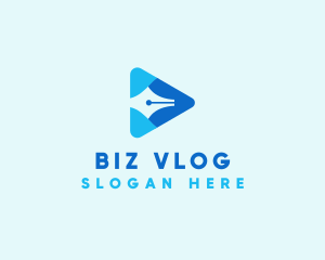 Vlog - Pen Vlog Writer Play logo design