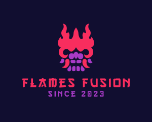 Flames - Oni Mask Avatar logo design