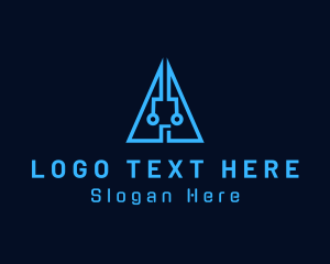 Blue Digital Letter A Logo