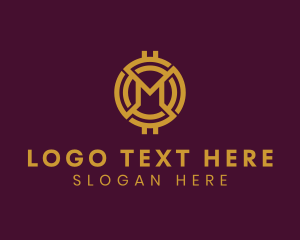 App - Golden Cryptocurrency Letter M logo design