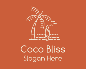 Coconut - Coconut Tree Surfboard Surf logo design