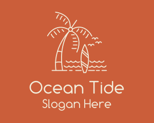 Tide - Coconut Tree Surfboard Surf logo design