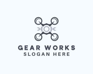 Gear Wrench Drone logo design