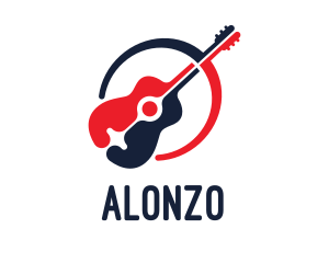 Red Blue Guitar logo design